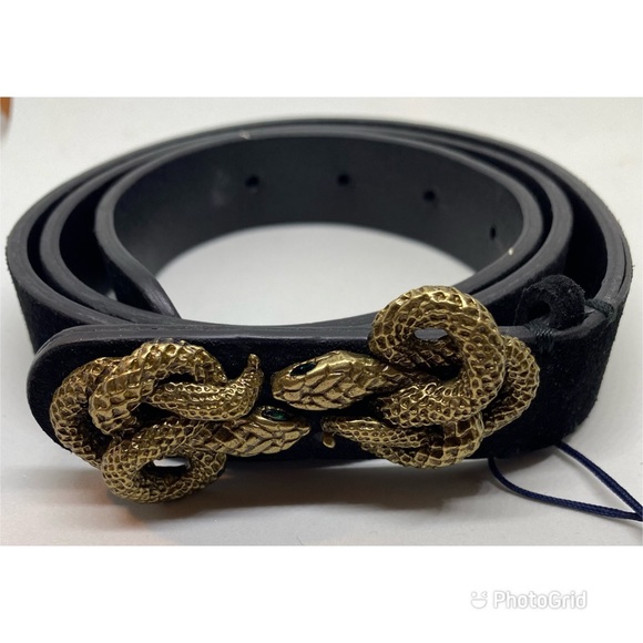 Ralph Lauren Purple Label Accessories - Ralph Lauren black suede belt w snake belt buckle head. Snake has jeweled eyes.